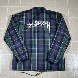 Stussy Cruize Coach's Jacket Windbreaker Blue Green Red Plaid Mens Size Medium